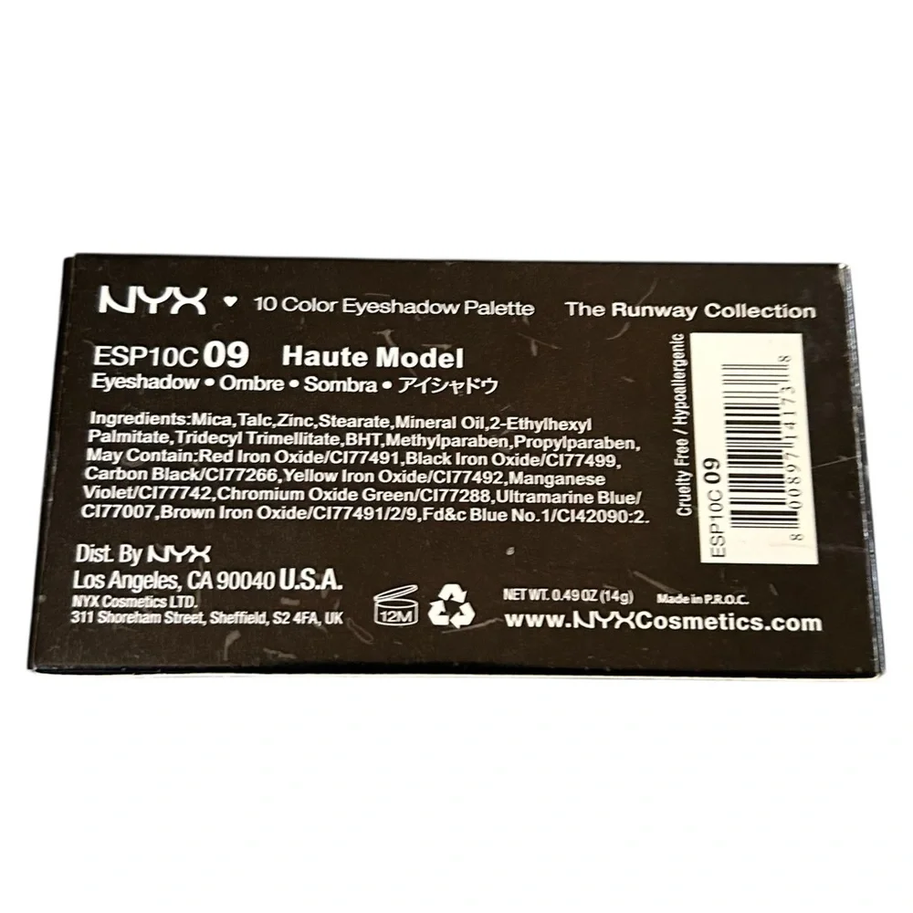NYX Runway Collection 10 Color Eyeshadow Palette 09 Haute Model Discontinued NWT